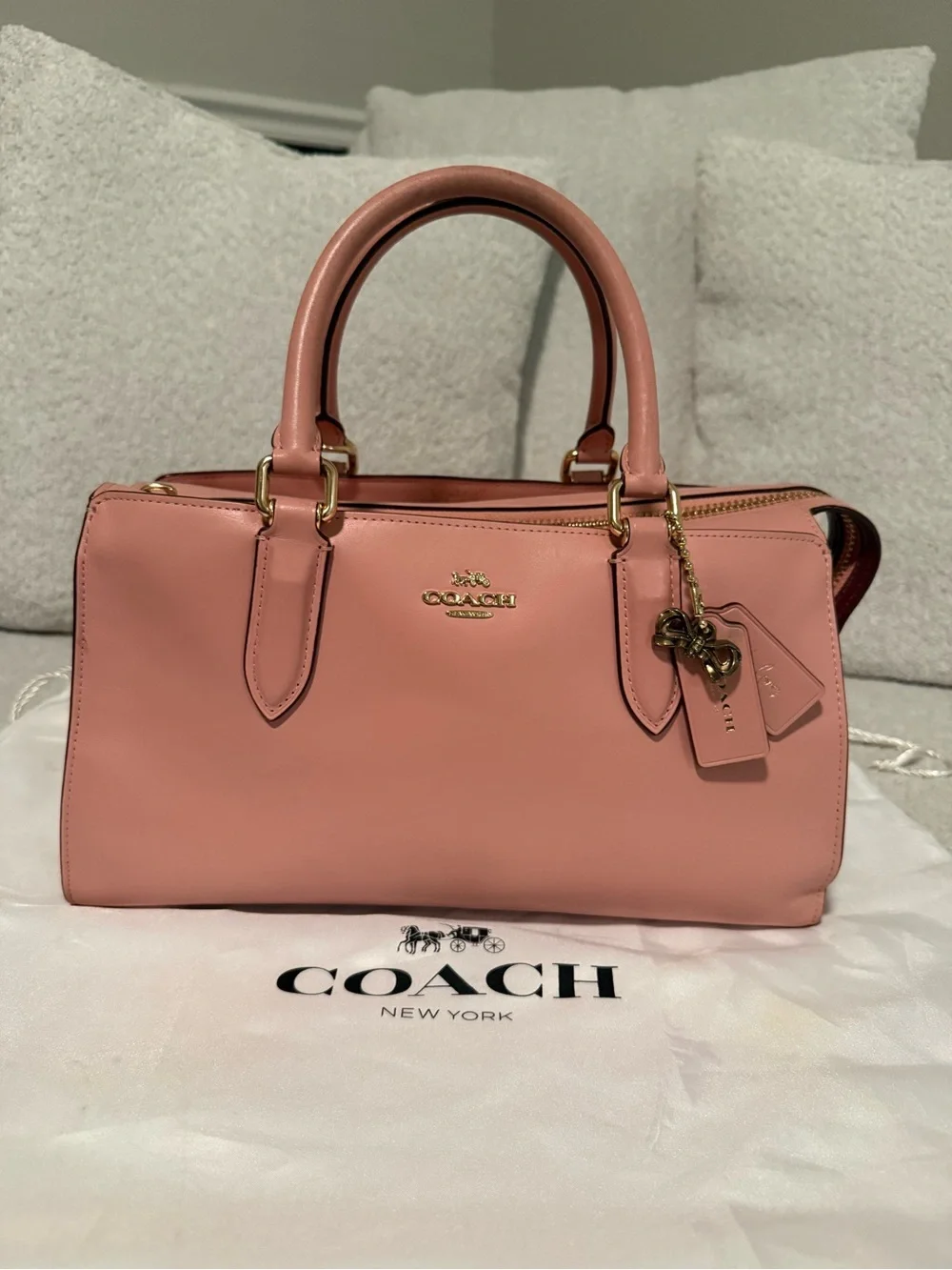 Coach Pink Leather Purse with detachable cross body strap